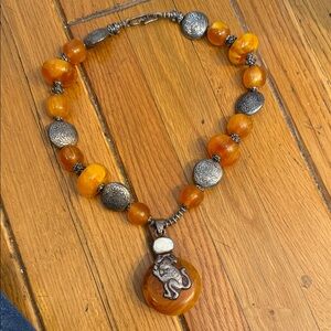 Artisan Amber and Silver Necklace